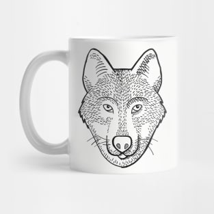 Wolf Face Black and White Mug